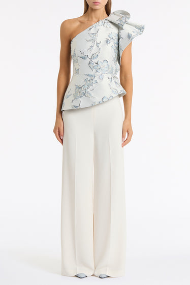 MURANO BROCADE FLOUNCE SHOULDER TOP