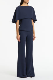 NAVY CREPE CAPE TOP