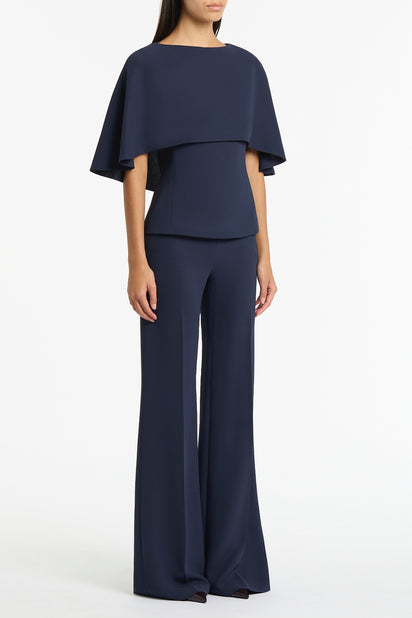 NAVY CREPE CAPE TOP