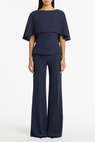 NAVY CREPE CAPE TOP