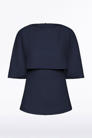 NAVY CREPE CAPE TOP
