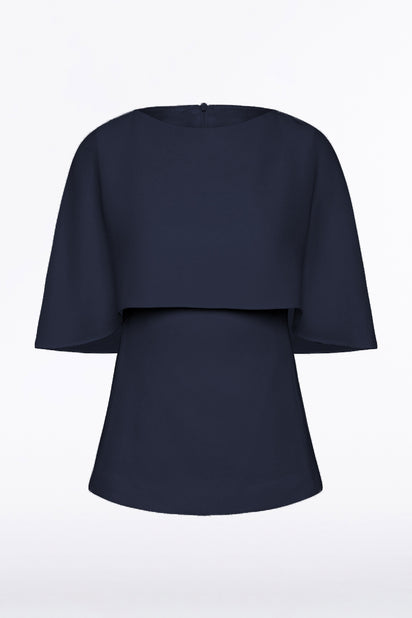 NAVY CREPE CAPE TOP