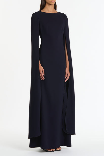 NAVY CREPE CELEBRATION SLEEVE GOWN