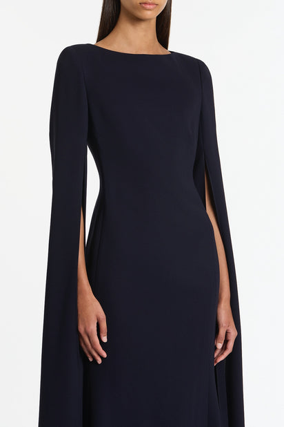 NAVY CREPE CELEBRATION SLEEVE GOWN