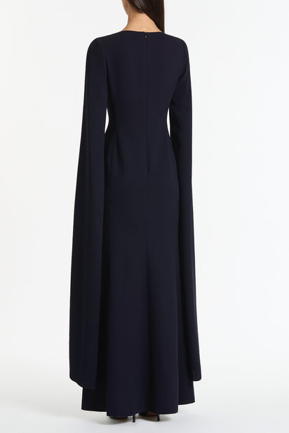 NAVY CREPE CELEBRATION SLEEVE GOWN