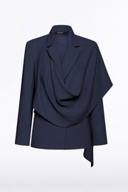 NAVY CREPE SCARF JACKET