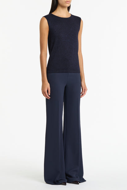 NAVY CREPE LOW WAIST PANT