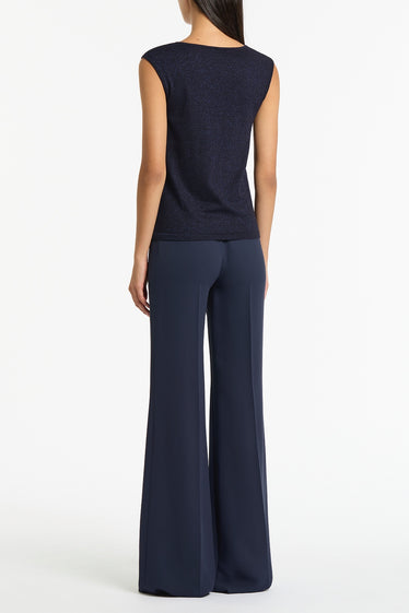 NAVY CREPE LOW WAIST PANT