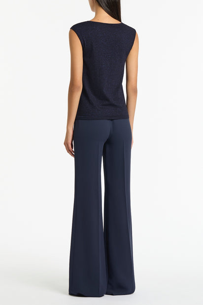 NAVY CREPE LOW WAIST PANT