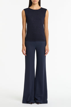 NAVY CREPE LOW WAIST PANT