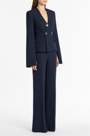 NAVY CREPE MONETA ROME JACKET