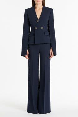 NAVY CREPE MONETA ROME JACKET