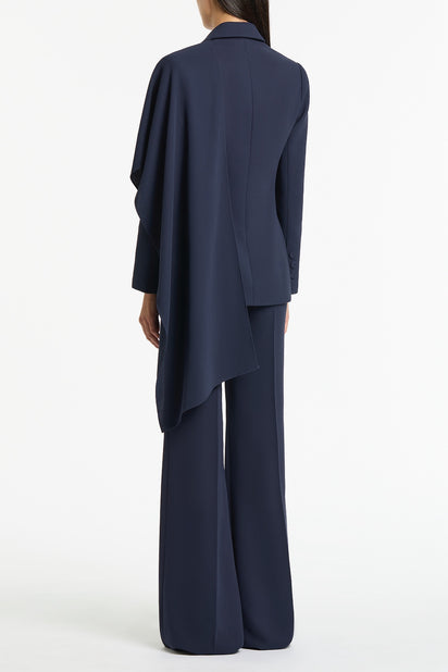 NAVY CREPE SCARF JACKET