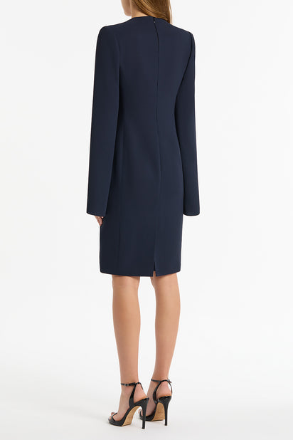 NAVY CREPE V-NECK LOVERO DRESS