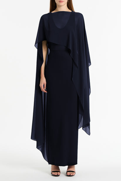 NAVY GEORGETTE CASCATA WRAP