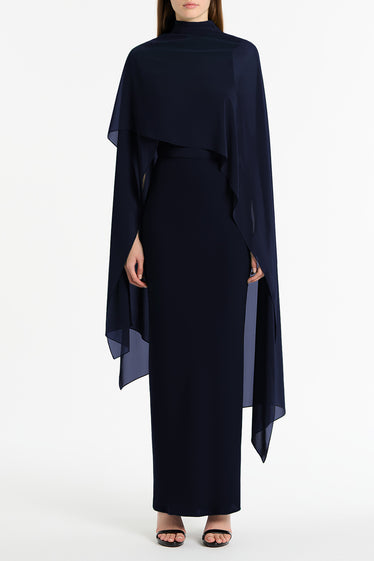 NAVY GEORGETTE CASCATA WRAP