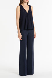 NAVY GEORGETTE FLUTED TANK