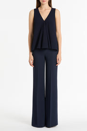NAVY GEORGETTE FLUTED TANK