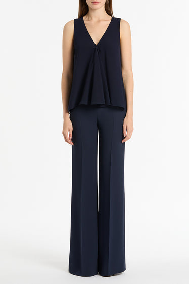 NAVY GEORGETTE FLUTED TANK