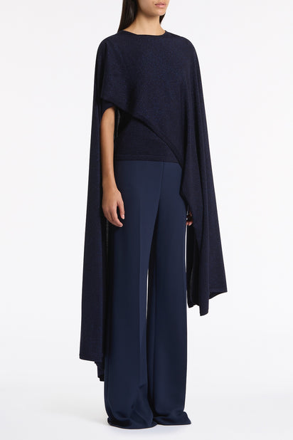 NAVY METALLIC KNIT WRAP