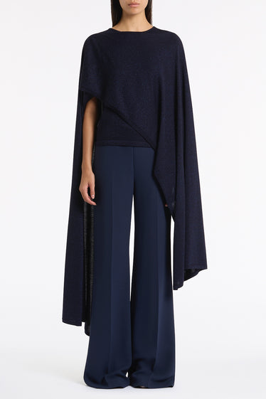 NAVY METALLIC KNIT WRAP