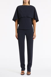 NAVY PINSTRIPE CAPE TOP