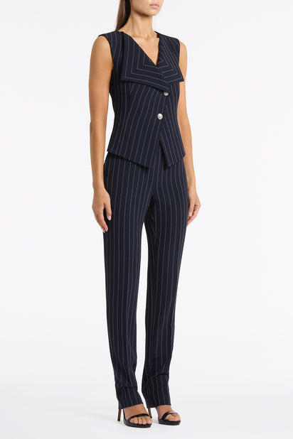 NAVY PINSTRIPE DOUBLE BREASTED VEST