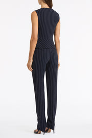 NAVY PINSTRIPE DOUBLE BREASTED VEST