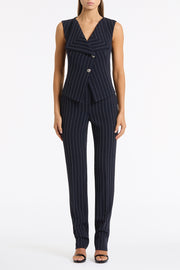 NAVY PINSTRIPE DOUBLE BREASTED VEST