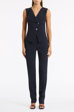 NAVY PINSTRIPE DOUBLE BREASTED VEST