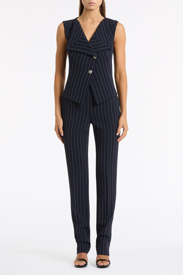 NAVY PINSTRIPE DOUBLE BREASTED VEST