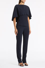 NAVY PINSTRIPE SLIM LEG PANT