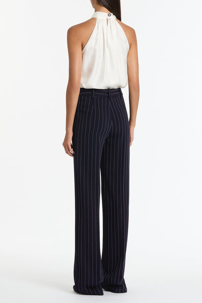 NAVY PINSTRIPE WIDE LEG PANT