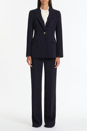 NAVY PINSTRIPE WIDE LEG PANT