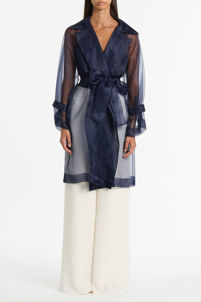 NAVY SILK ORGANZA TRENCH