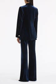 NAVY VELVET SHAWL COLLAR JACKET