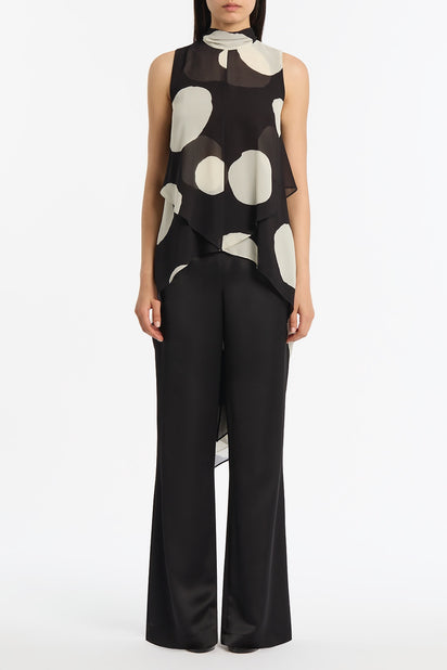 NOIR SPOT TIE NECK TOP