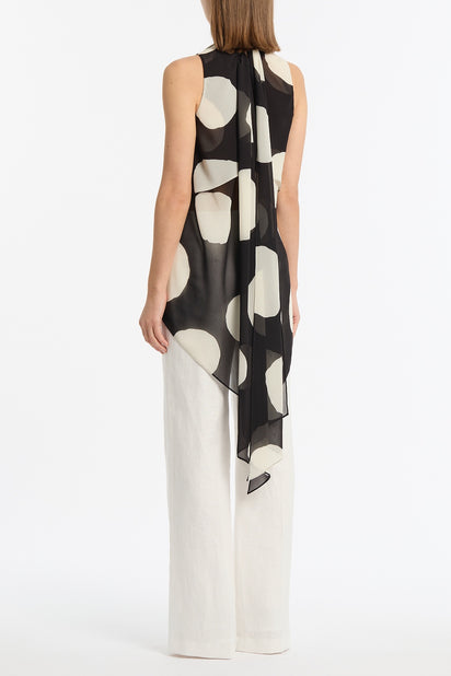 NOIR SPOT TIE NECK TOP