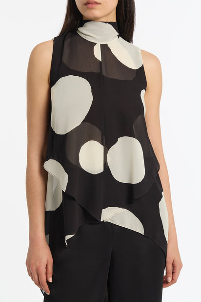 NOIR SPOT TIE NECK TOP