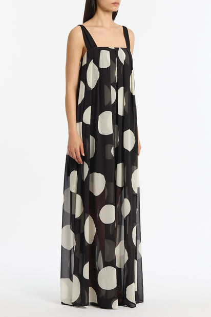 NOIR SPOT TUCK DETAIL MAXI DRESS