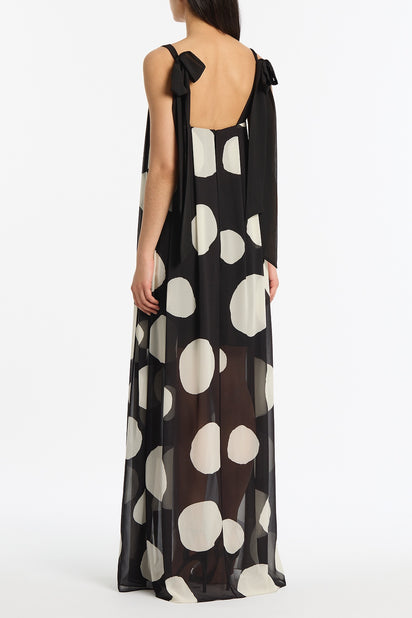 NOIR SPOT TUCK DETAIL MAXI DRESS