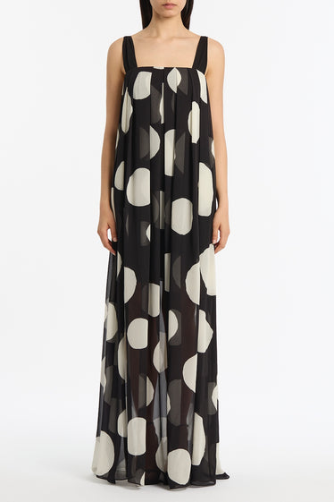 NOIR SPOT TUCK DETAIL MAXI DRESS