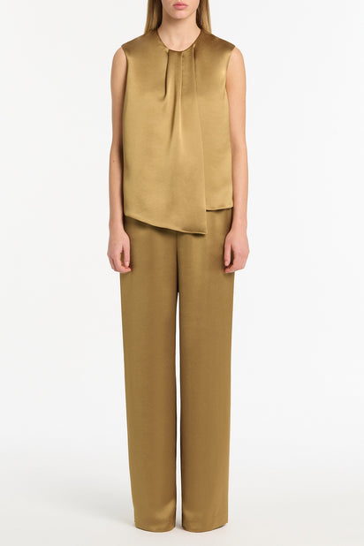 OLD GOLD LUSTRE SATIN ELASTIC PANT