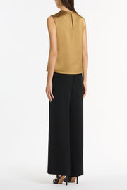 OLD GOLD LUSTRE SATIN TUCK FRONT TOP