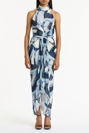 PAINTED FLORAL GEORGETTE WRAP DRESS