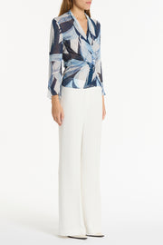 PAINTED FLORAL GEORGETTE WRAP TOP