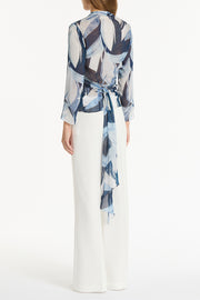 PAINTED FLORAL GEORGETTE WRAP TOP