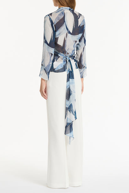 PAINTED FLORAL GEORGETTE WRAP TOP