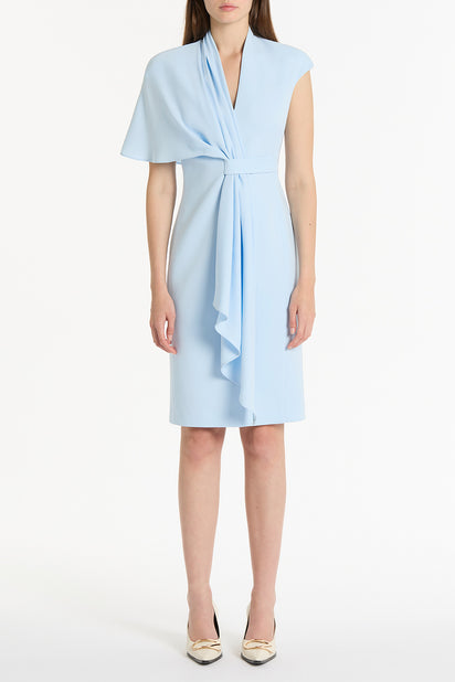 PALE BLUE CREPE ASYMMETRIC DRAPE DRESS Carla Zampatti PALE BLUE CREPE ASYMMETRIC DRAPE DRESS Carla Zampatti
