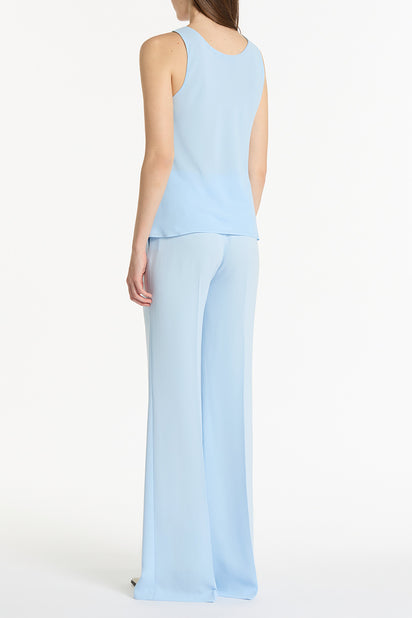 PALE BLUE CREPE LOW WAIST PANT